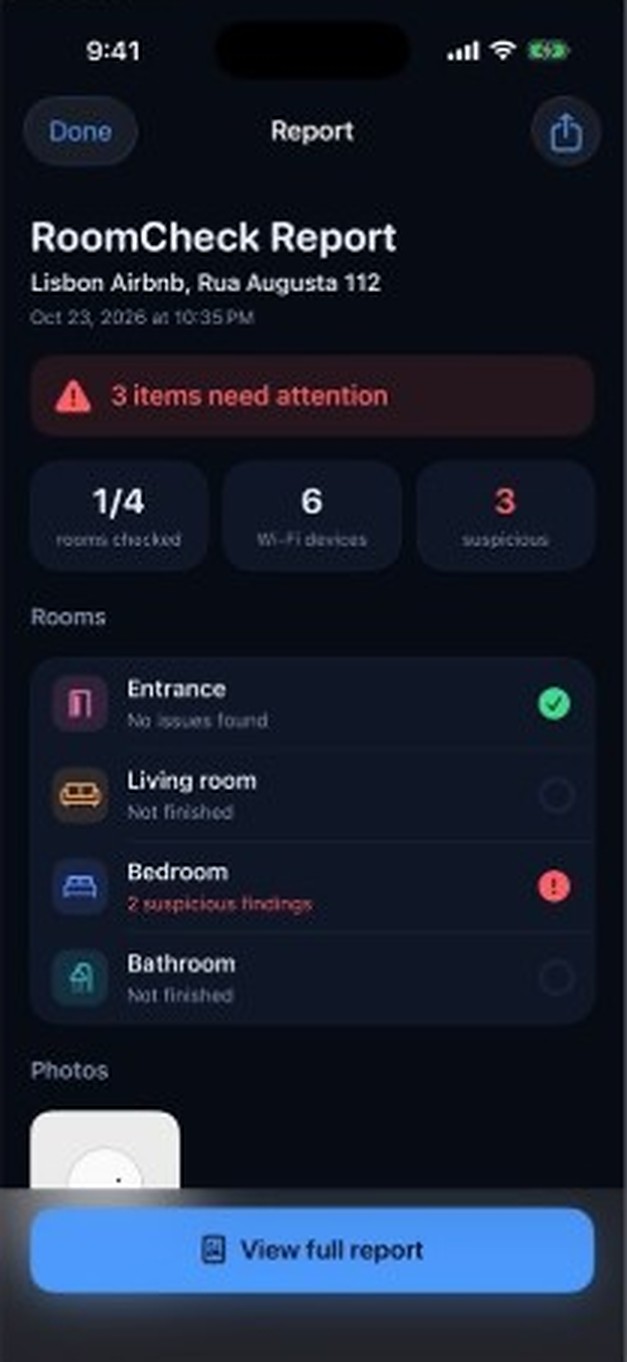 Room check report